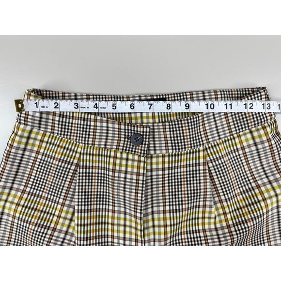 Nasty Gal High Waisted Plaid Unbeatable Pants 26 Tall Brown Yellow Academia Prep - Picture 3 of 12
